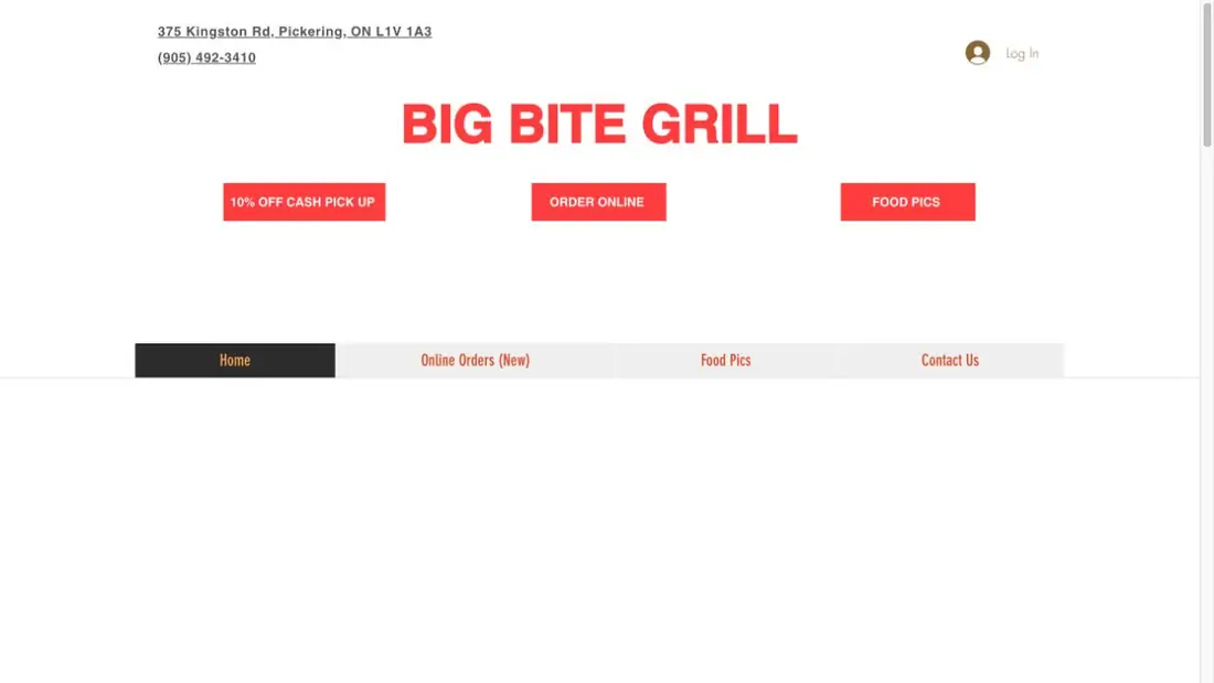 Big Bite Grill website homepage preview