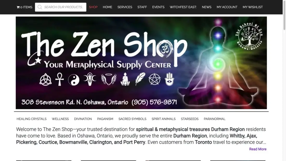 The Zen Shop website homepage preview