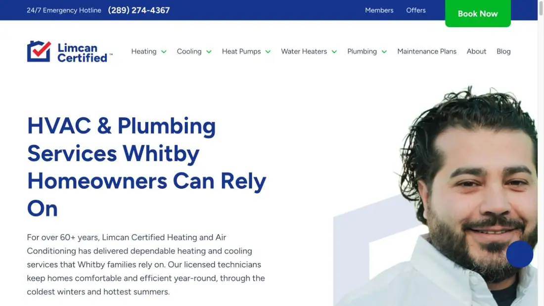 Limcan Certified Heating and Air Conditioning website homepage preview