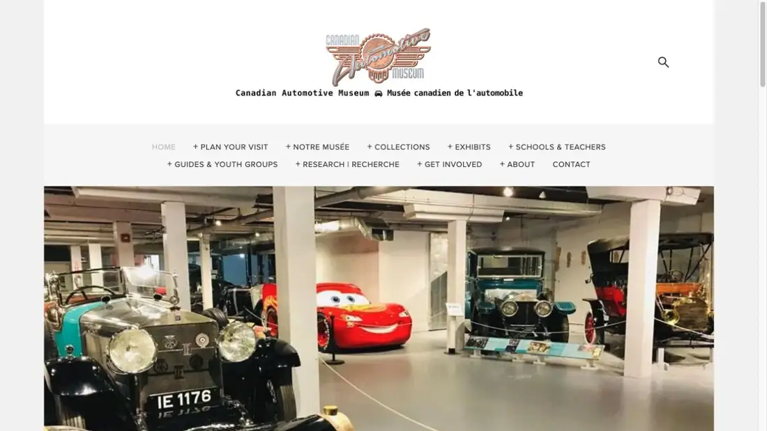 Canadian Automotive Museum website homepage preview