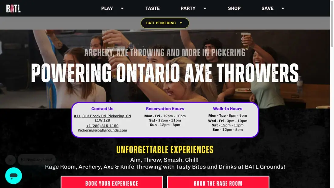 BATL Grounds Pickering website homepage preview
