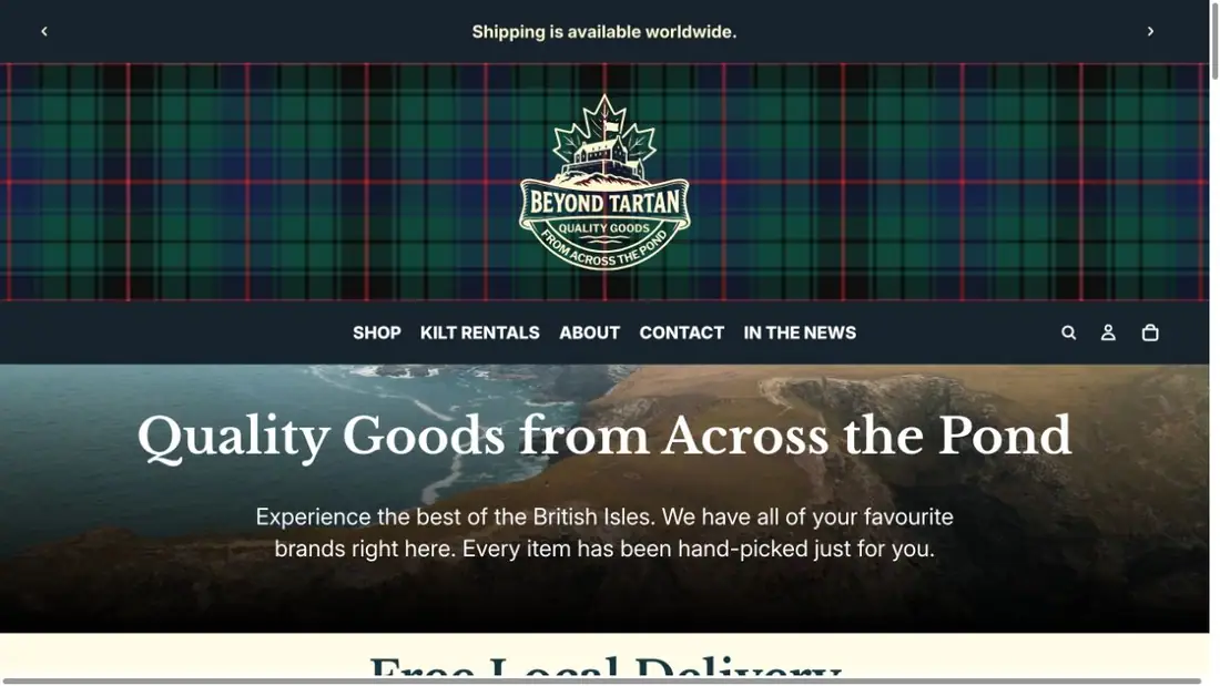 The Wee Tartan Shop website homepage preview