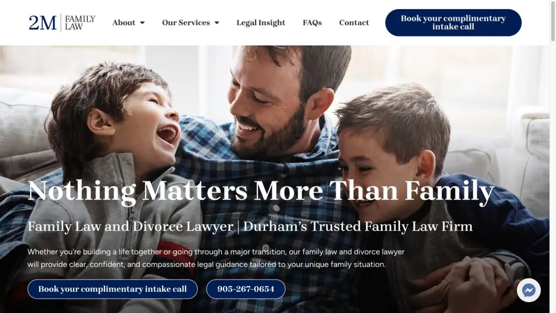 2M Family Law website homepage preview