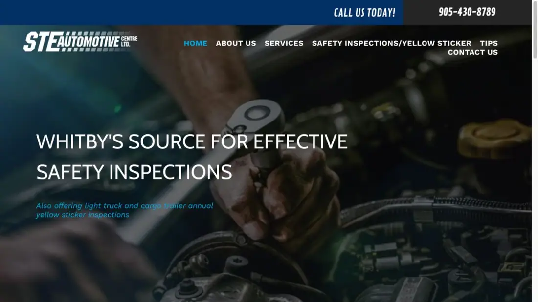 STE Automotive Centre Ltd. website homepage preview
