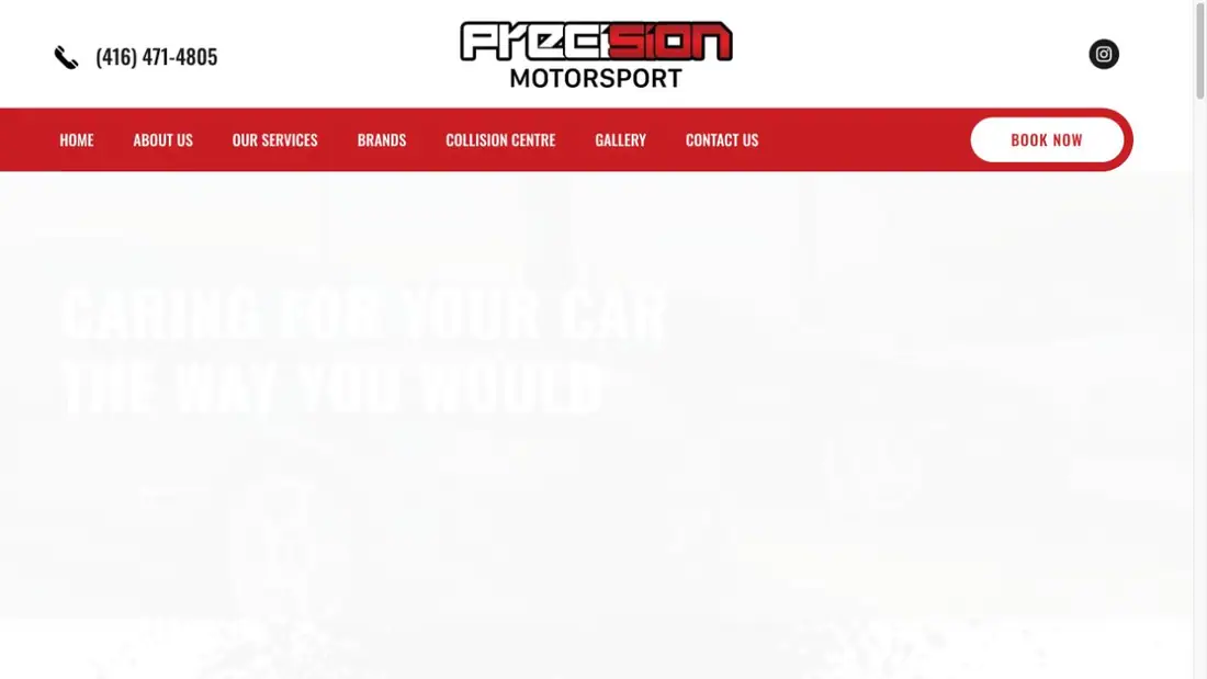 Precision Motorsport website homepage preview
