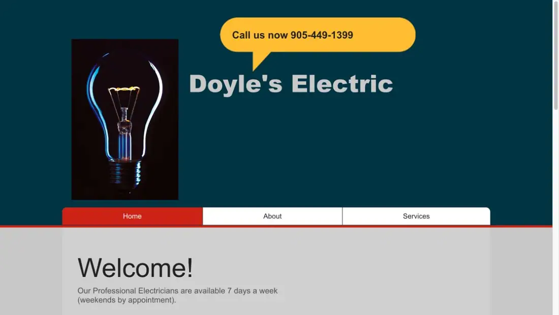 Doyle's Electric website homepage preview