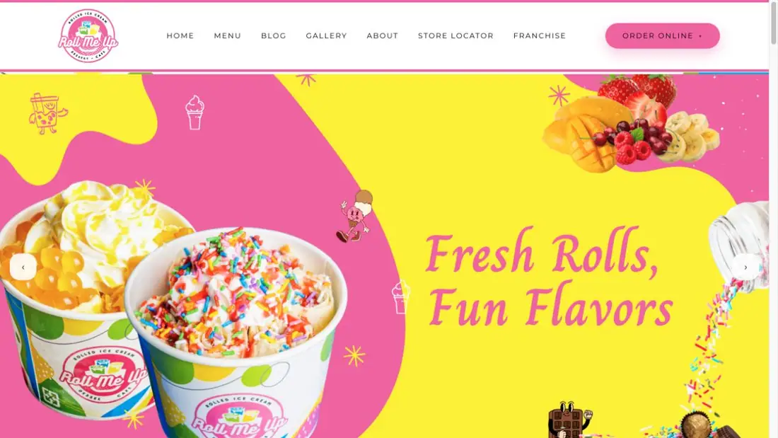 Roll Me Up Ice Cream & Desserts — Pickering website homepage preview