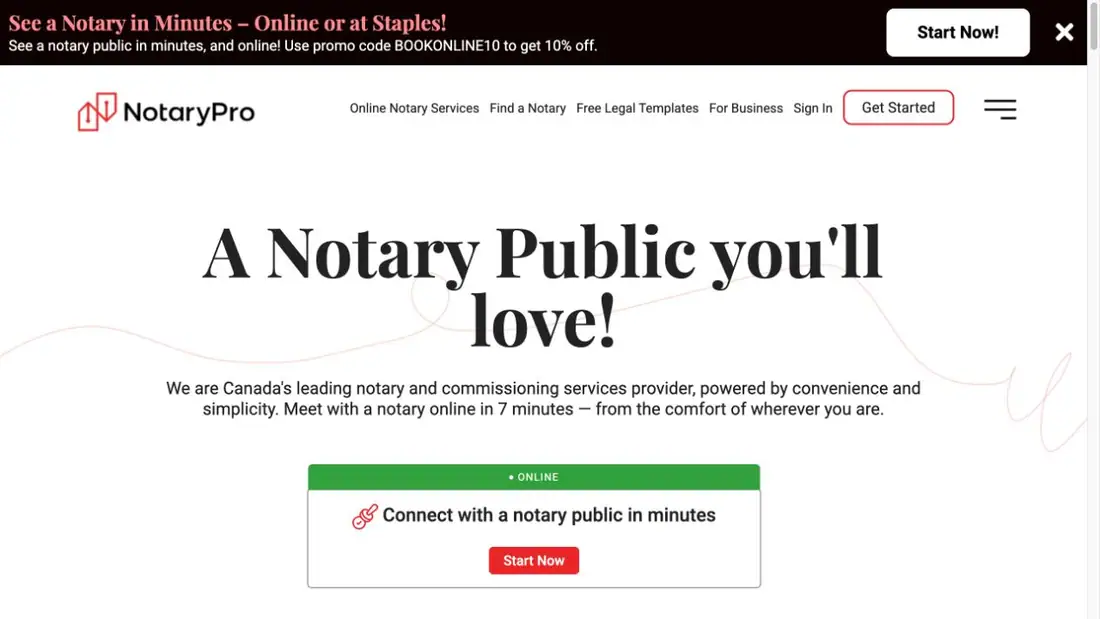 Notary Pro - Downtown Oshawa website homepage preview