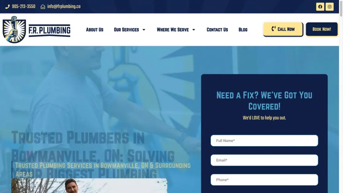 FR Plumbing Inc. website homepage preview