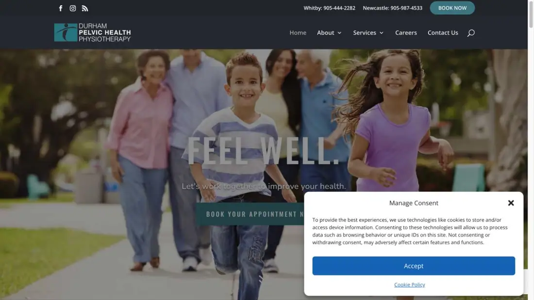 Durham Pelvic Health website homepage preview