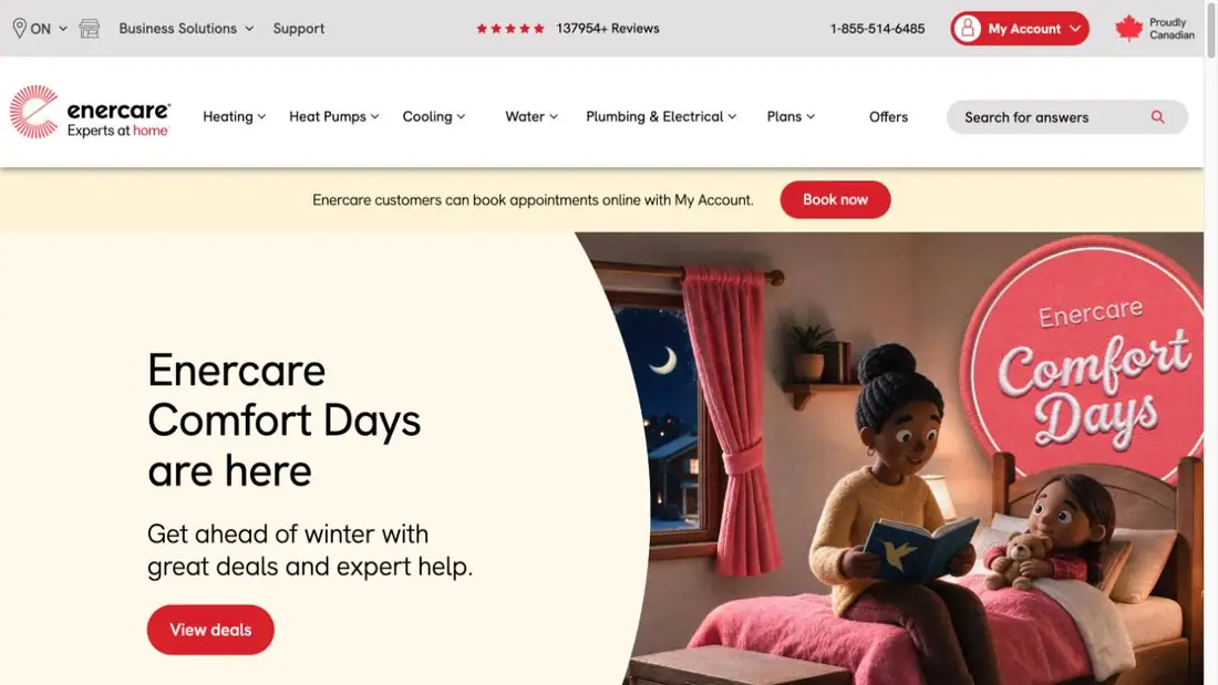 Enercare website homepage preview