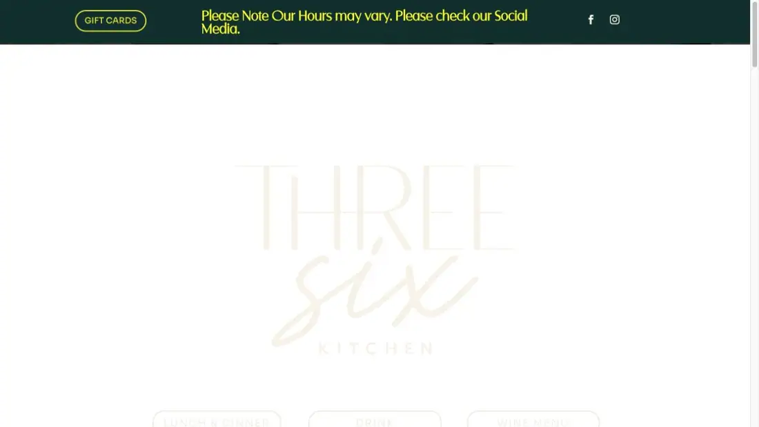 Three Six Kitchen website homepage preview