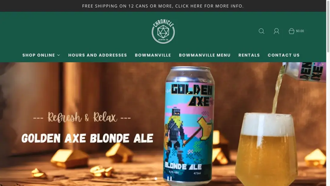 Chronicle Brewing Company website homepage preview
