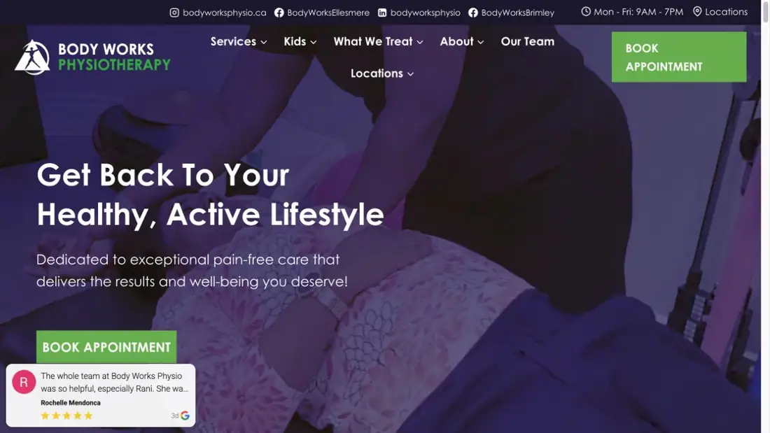 Body Works Physiotherapy - Pickering website homepage preview