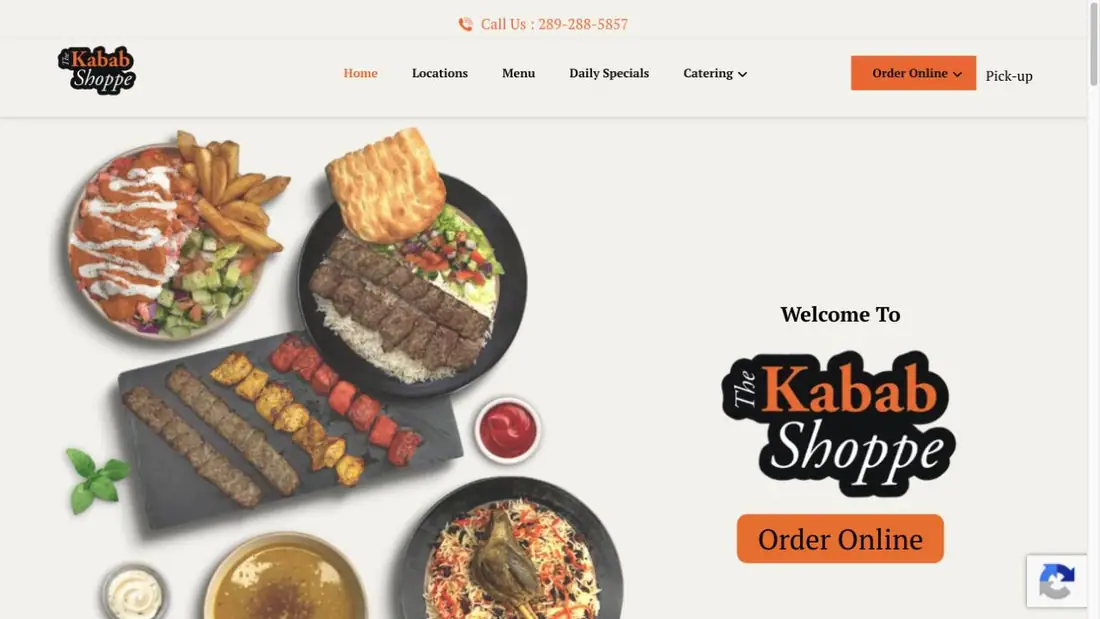 The Kabab Shoppe — Oshawa website homepage preview