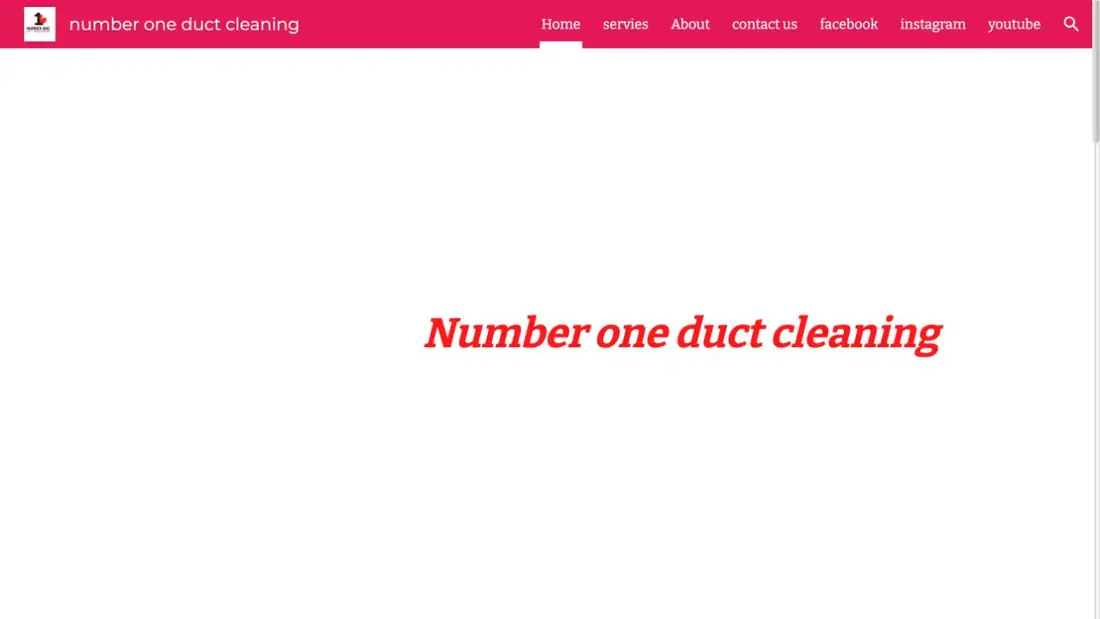 Number one duct cleaning website homepage preview