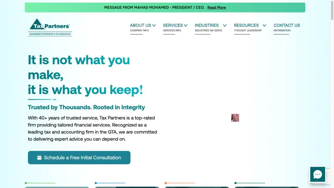 Tax Partners Oshawa website homepage preview