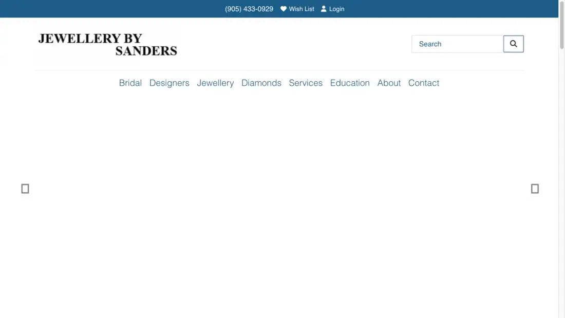Jewellery by Sanders website homepage preview