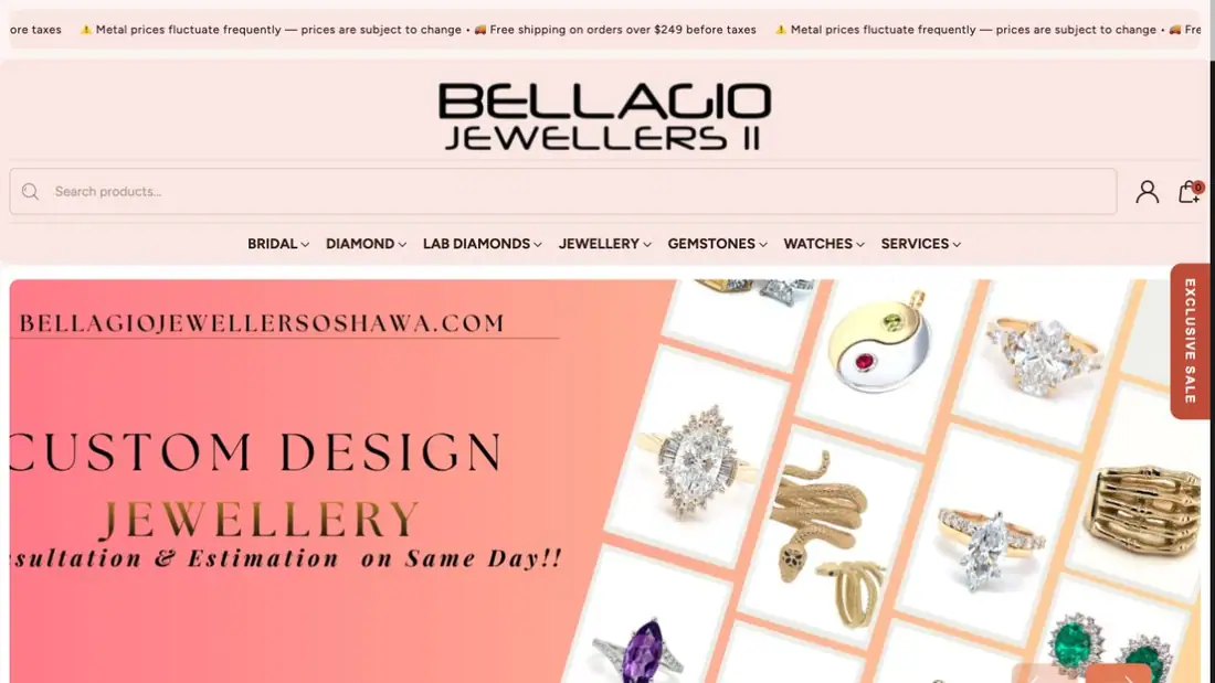 Bellagio Jewellers II website homepage preview