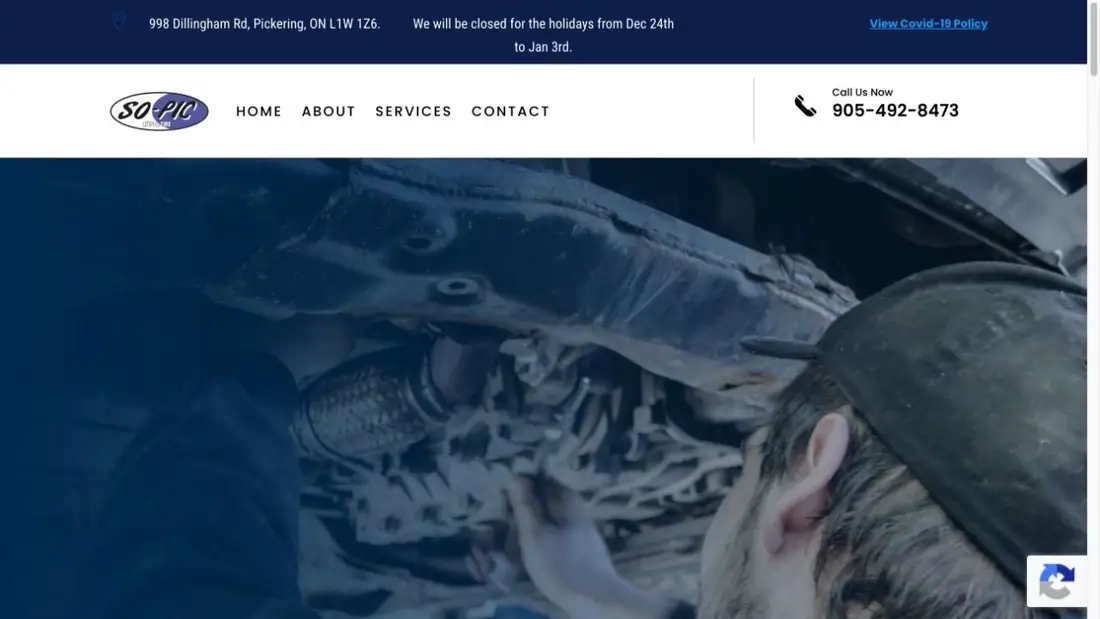 SO-PIC South Pickering Auto and Tire website homepage preview