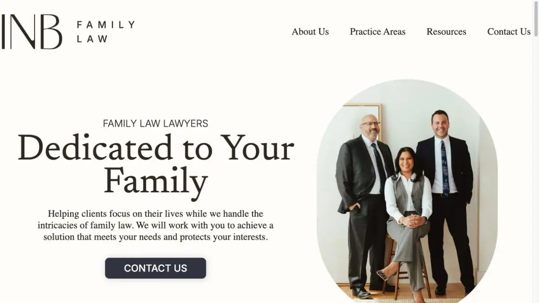 INB Family Law LLP website homepage preview
