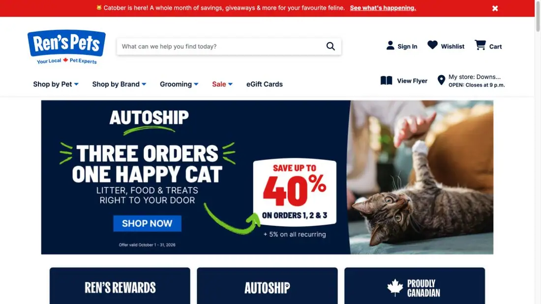 Ren's Pets — Ajax website homepage preview