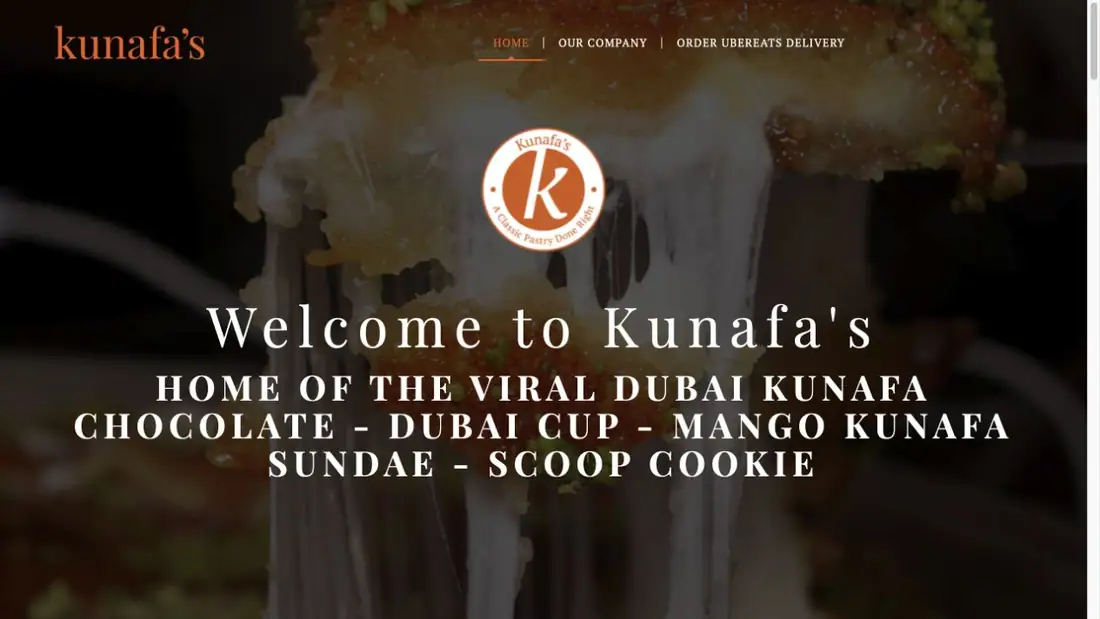 Kunafa's Ajax website homepage preview