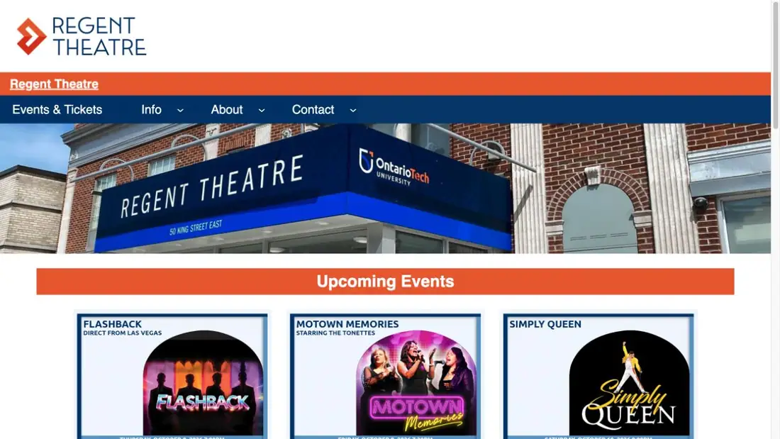 Regent Theatre website homepage preview