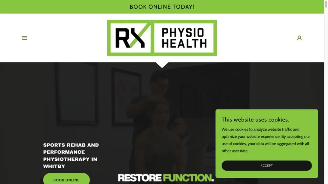 Rx Physio Health website homepage preview