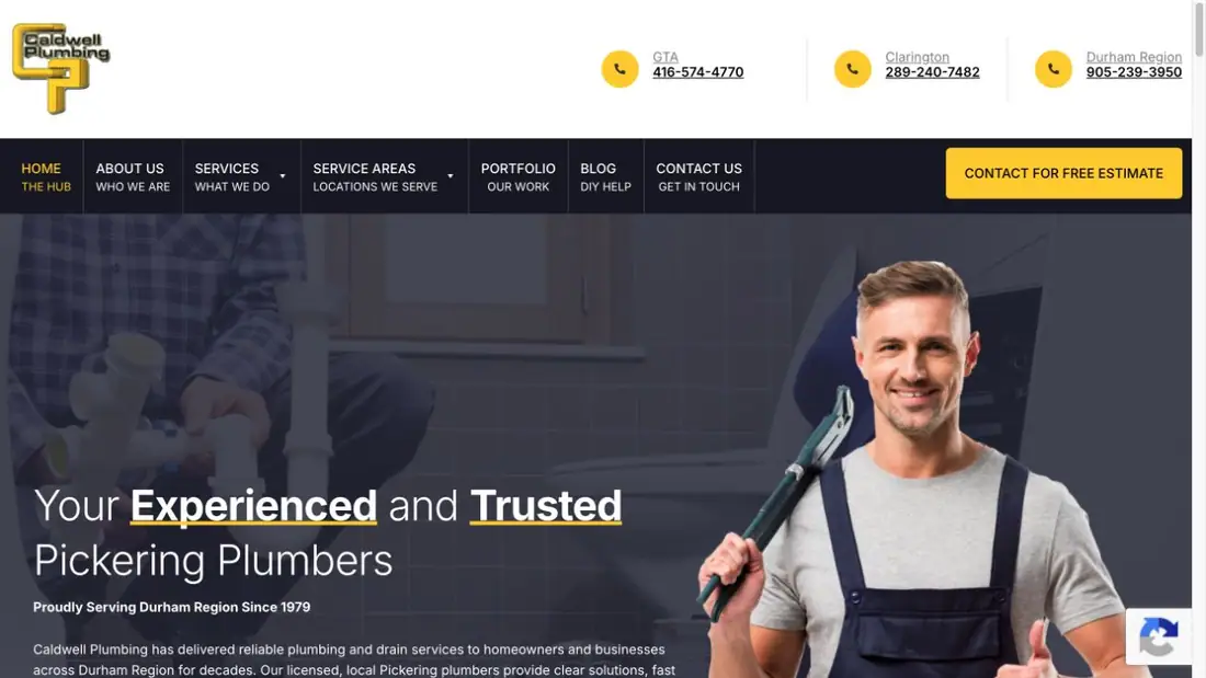 Caldwell Plumbing website homepage preview
