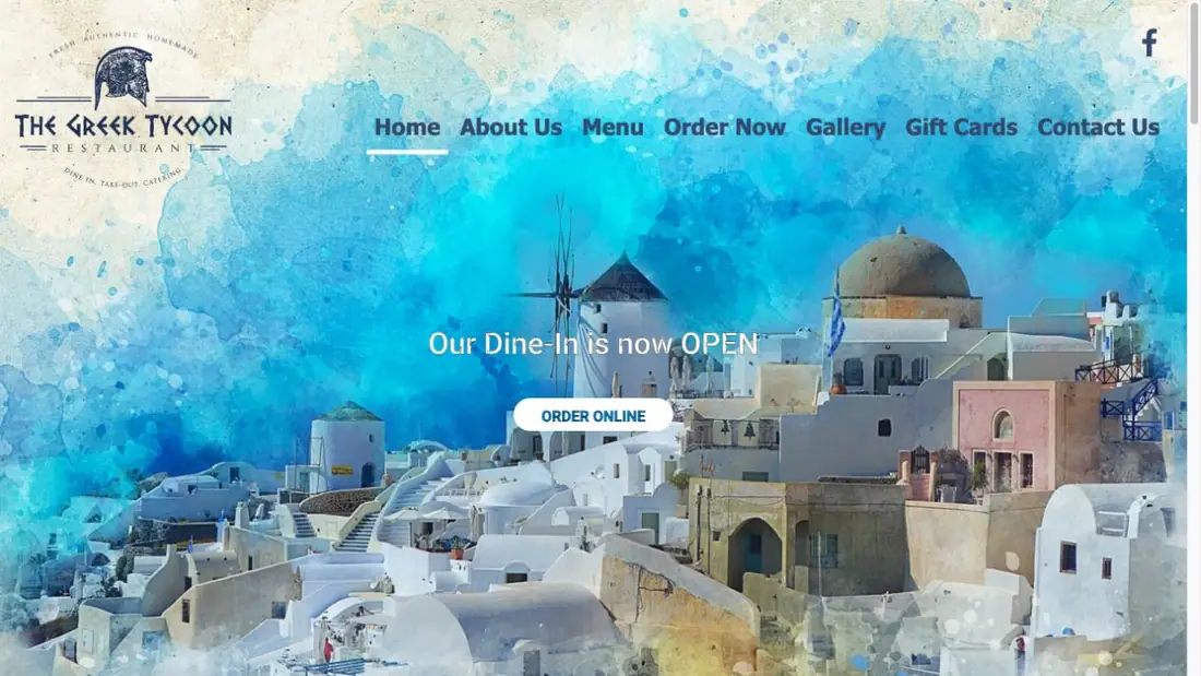 Greek Tycoon Restaurant website homepage preview