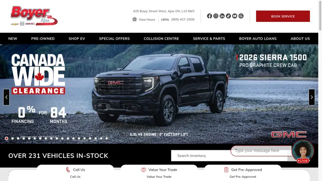 VanDusen Chevrolet Buick GMC website homepage preview