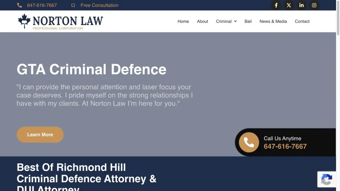 Norton Law PC website homepage preview
