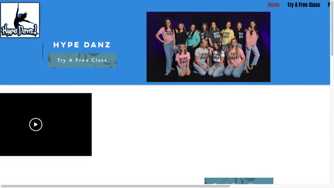 Hype Danz website homepage preview